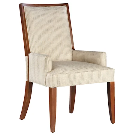 Contemporary Dining Room Arm Chair with Exposed Wood Accents